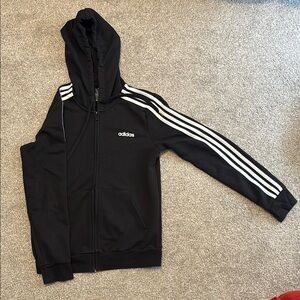 Adidas Black and White Zip-Up Jacket